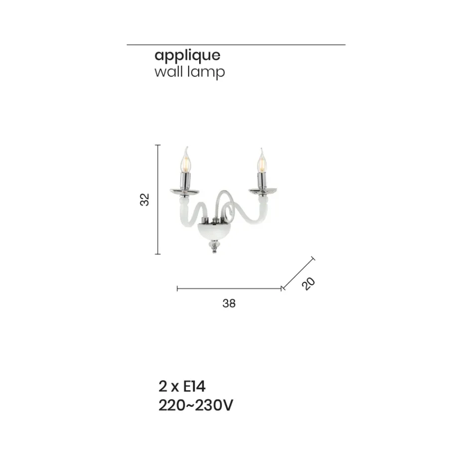 Talla muri 2 Drita në Xham dhe Kristal Artizanal Italian - Mariangela Viadurini
