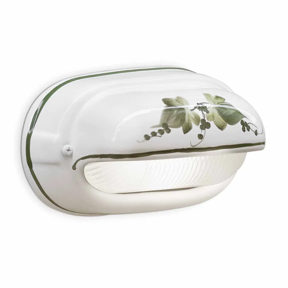 Llambë muri horizontale në natyrë me lule qeramike të lyera me dorë - Brindisi Viadurini