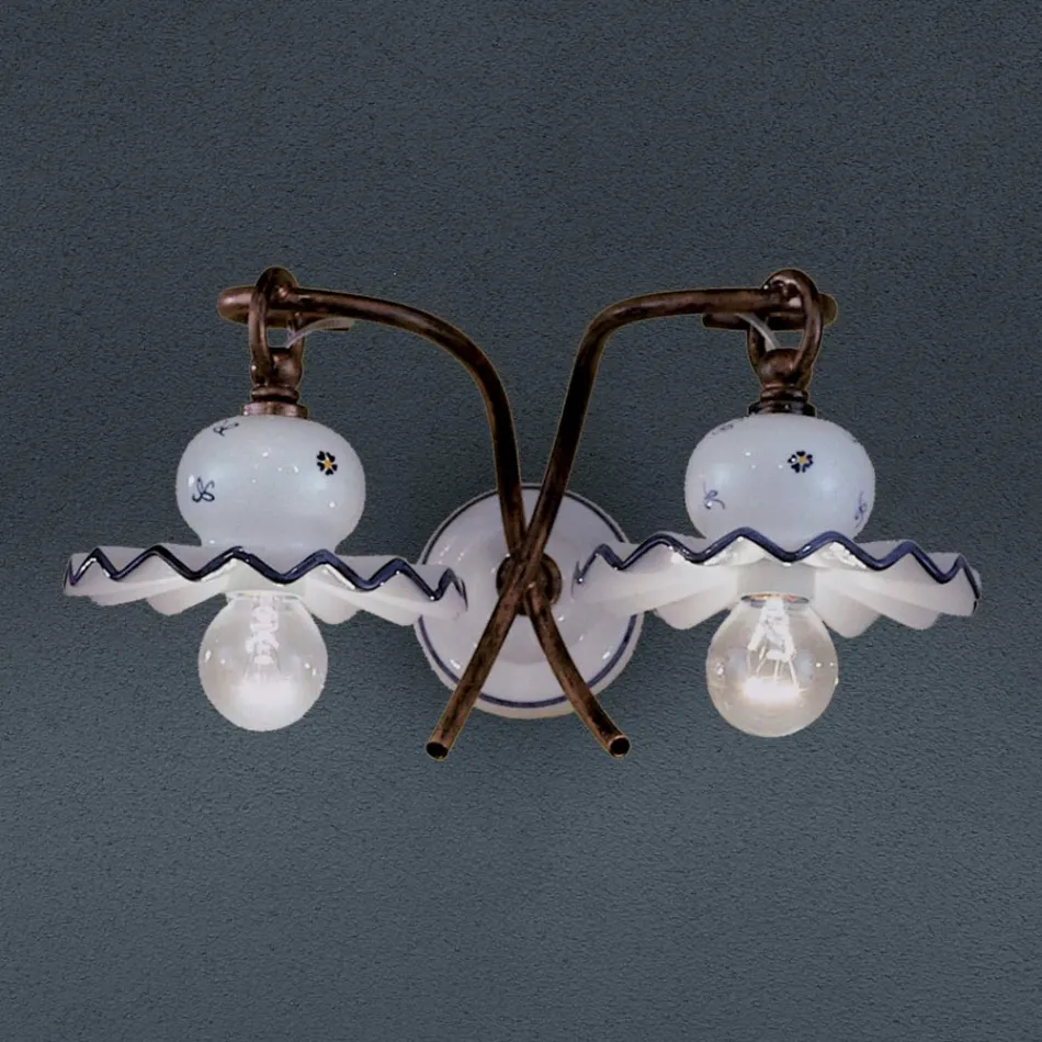 Llambë qeramike e dekoruar me dorë Roma e bërë në Itali nga Ferroluce Viadurini