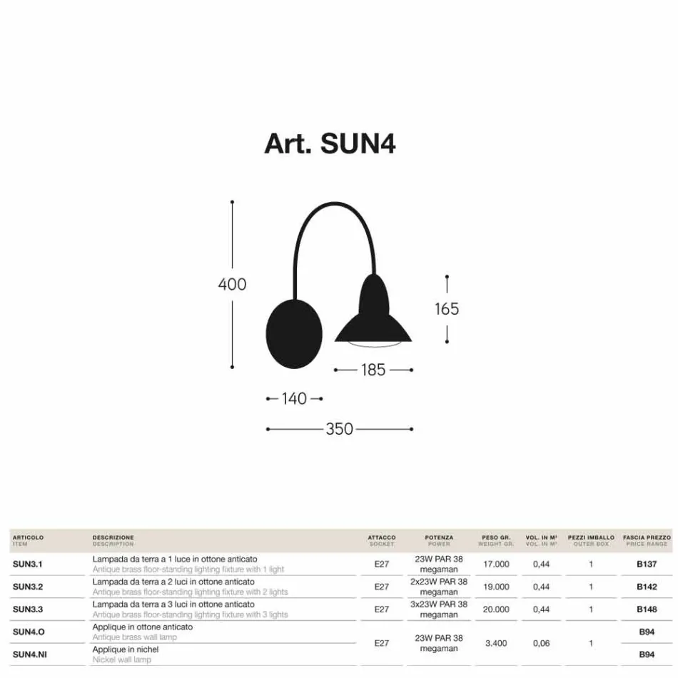 Jasmine përfundon me mur nikeli bronzi në natyrë Viadurini