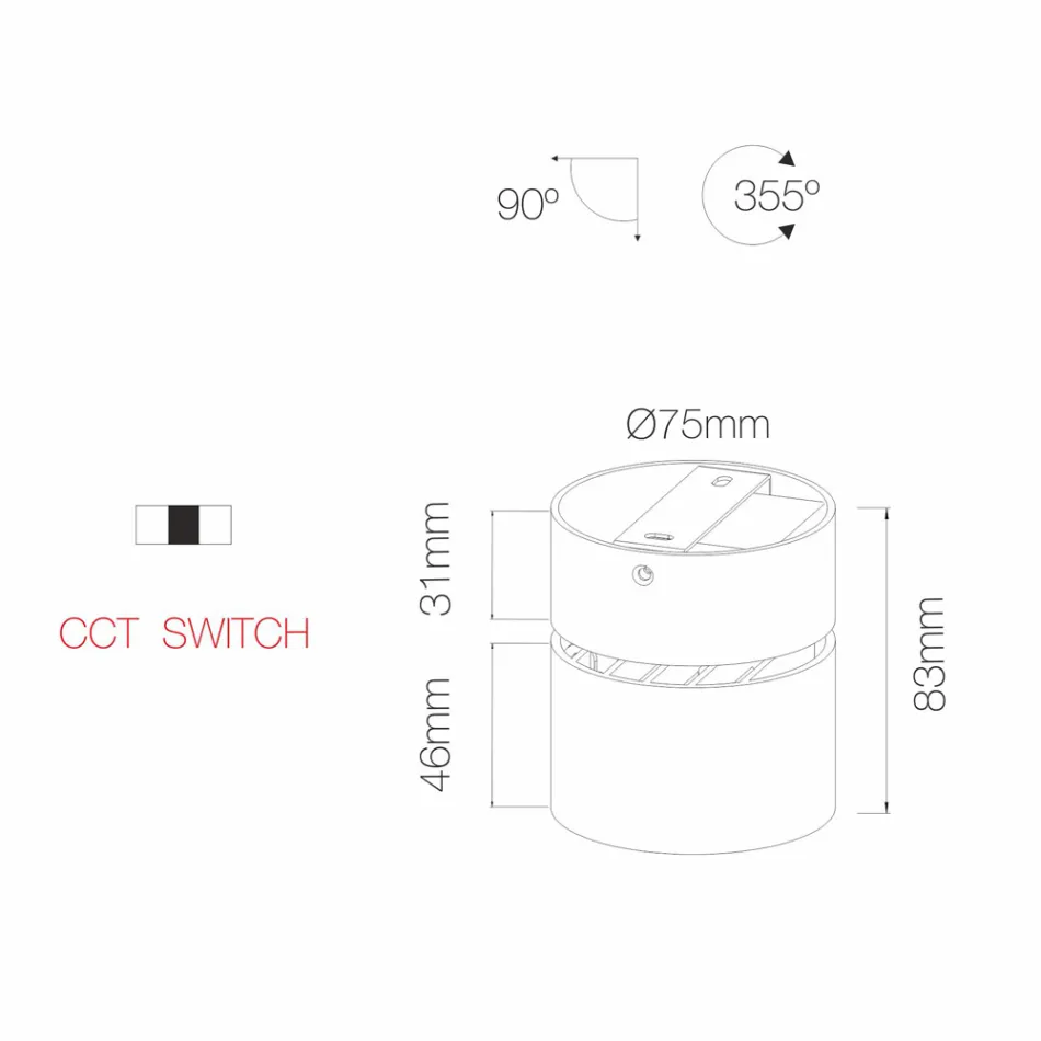 Llambë muri dekorative e rrumbullakët Led 7W në ngjyrë alumini të bardhë ose të zi - Kinë Viadurini
