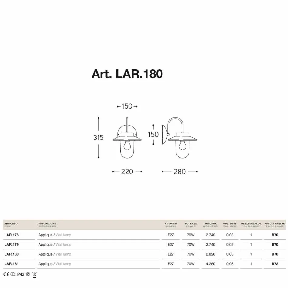 Aplikoni bakër, xham, bronzi klasik La Traviata Viadurini