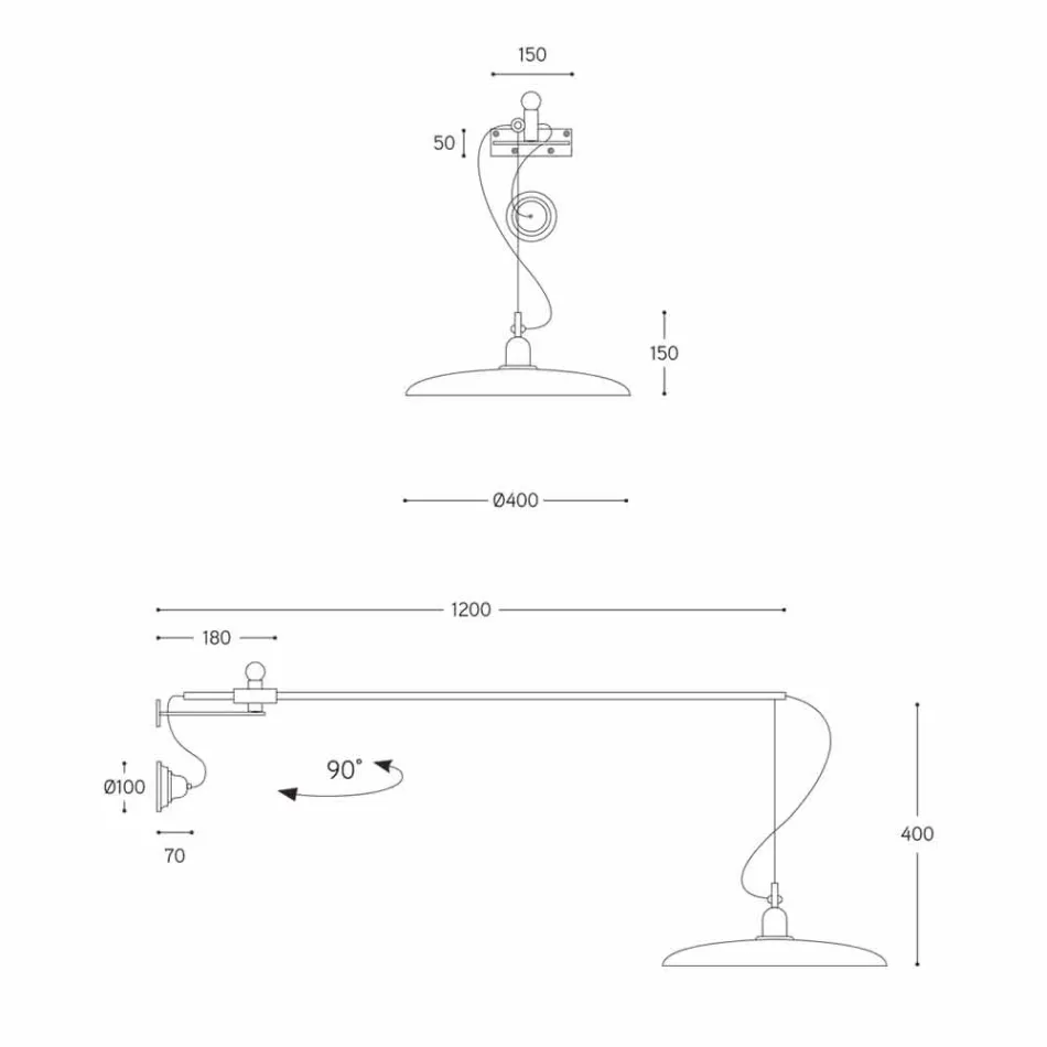 Llambë murale prej bronzi të cilësisë së mirë me krahun e luajtshëm - Meridiana Aldo Bernardi Viadurini