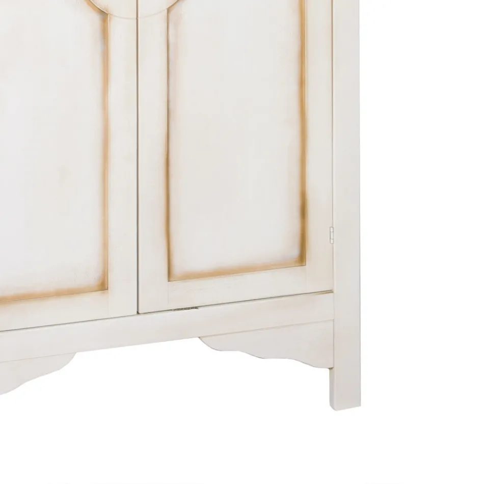 Gardërobë Druri e Bardhë e Patinuar me 2 Dyer Prodhuar në Itali - Agni Viadurini