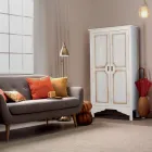 Garderobë Druri e Bardhë e Patinuar me 2 Dyer Prodhuar në Itali - Agni Viadurini