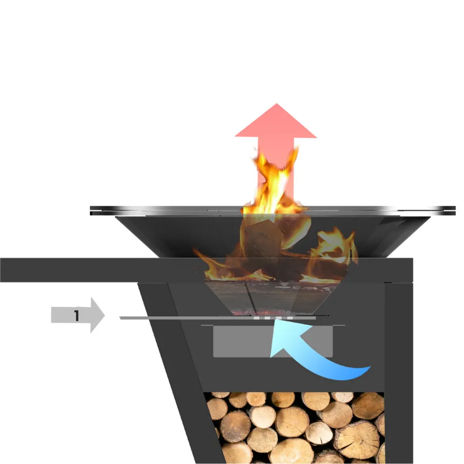 Me pjatë gatimi dhe ndarje mbajtëse druri - Giorgione Viadurini