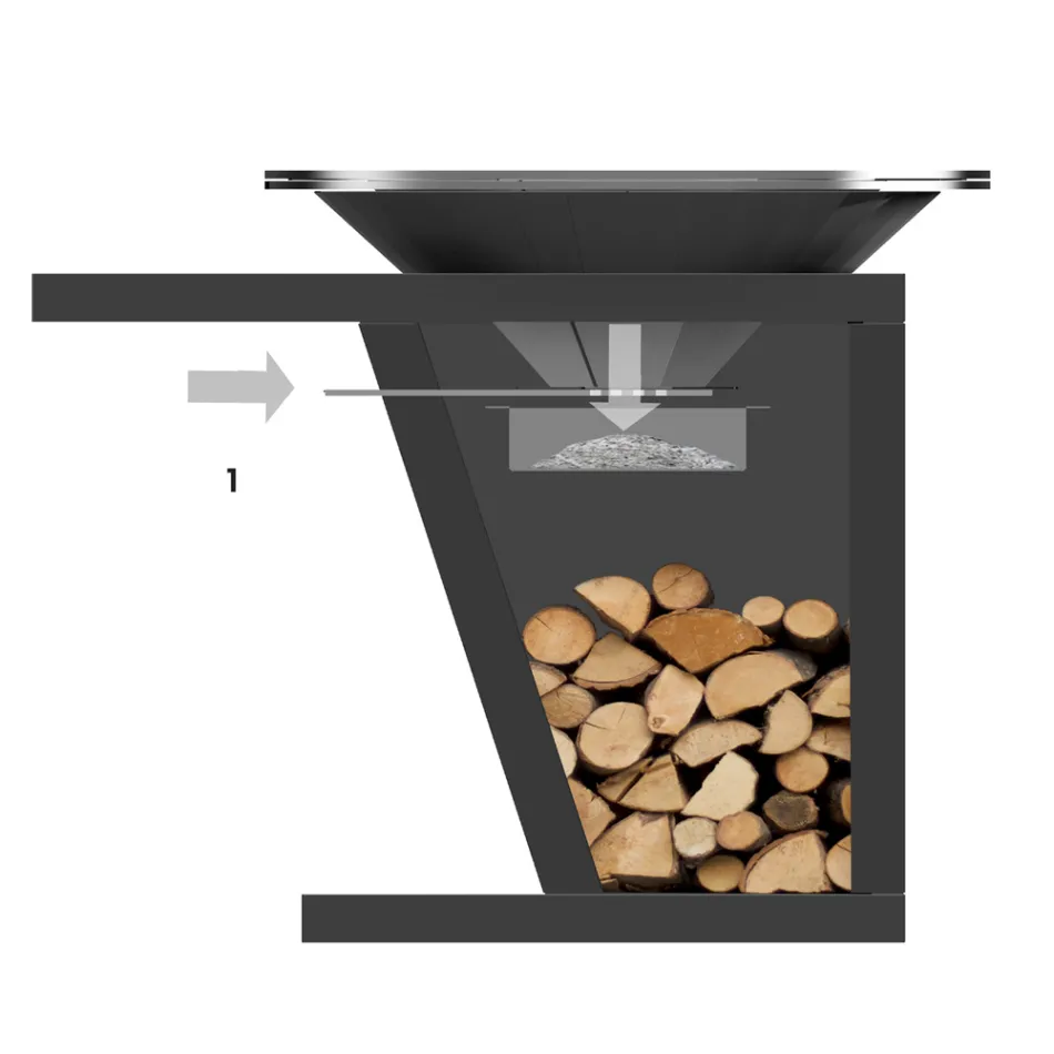 Me pjatë gatimi dhe ndarje mbajtëse druri - Giorgione Viadurini