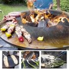 Barbecue me djegie druri me pjatë gatimi dhe ndarje mbajtëse druri - Ferran Viadurini