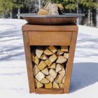 Barbeca me djegie të drurit me pjatë gatimi dhe ndarje mbajtëse druri - Ferran Viadurini