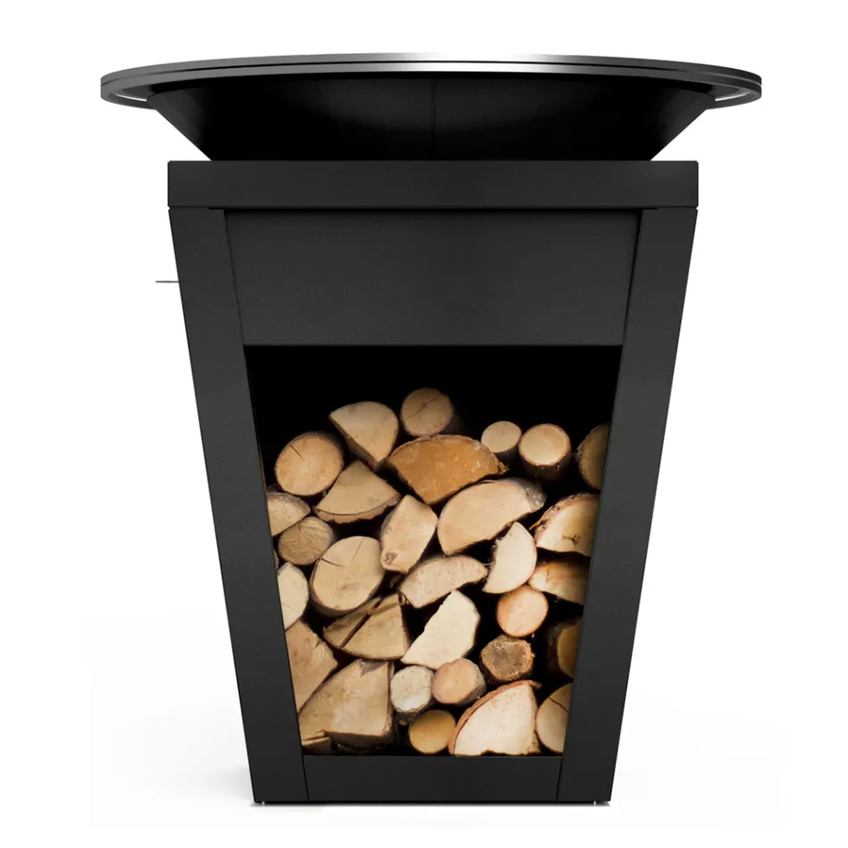 Barbecue me djegie druri me pjatë gatimi dhe ndarje mbajtëse druri - Ferran Viadurini