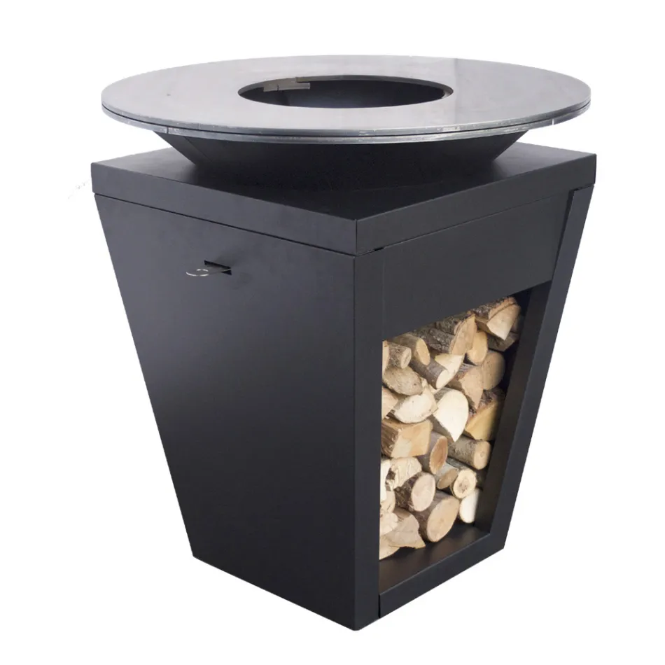 Barbecue me djegie druri me pjatë gatimi dhe ndarje mbajtëse druri - Ferran Viadurini