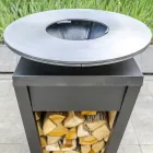 Barbecue me djegie druri me pjatë gatimi dhe ndarje mbajtëse druri - Ferran Viadurini