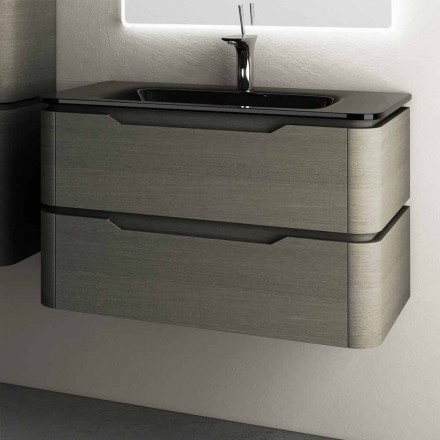 Dizajni modern i bazës së lavamanit të pezulluar 85x55x55cm Arya druri i llakuar Viadurini