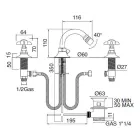 Mikser klasik i bidetit me 3 vrima në tunxh dhe doreza fluture - Miriano Viadurini