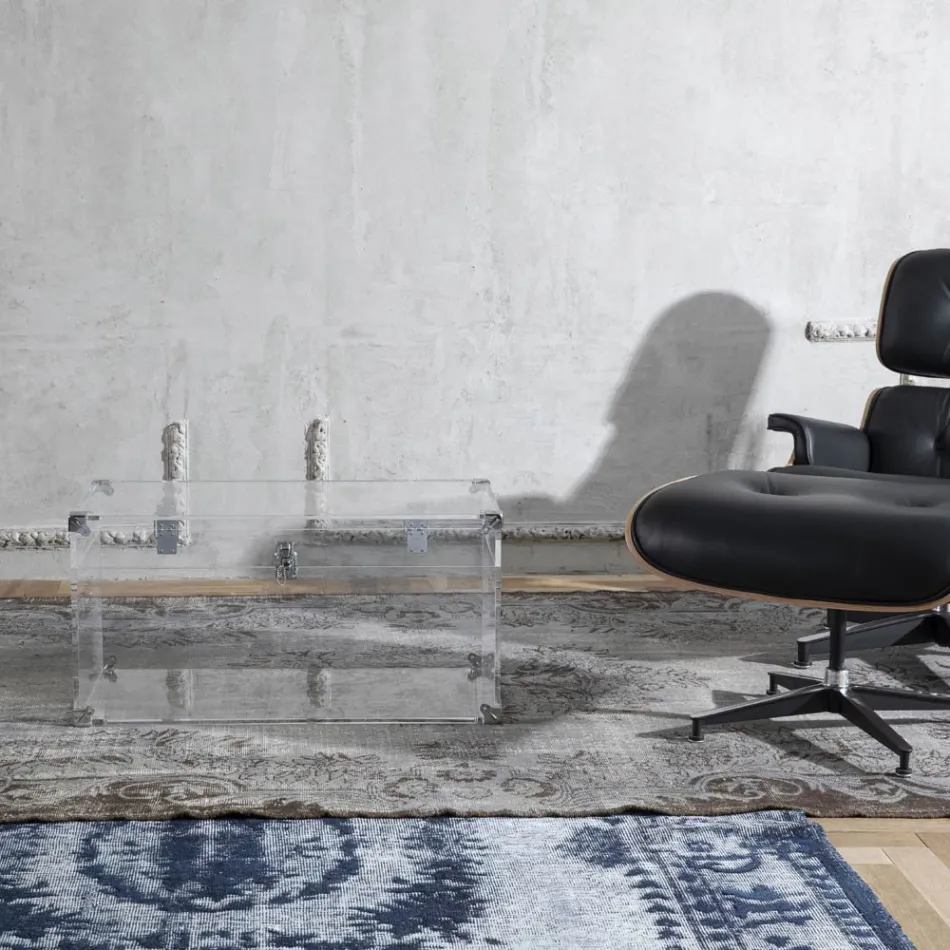 Trung dizajni në Kristal akrilik transparent dhe çelik modern - Dante Viadurini