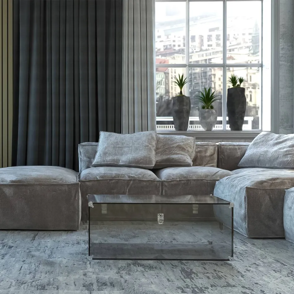 Trung në kristal akrilik transparent ose të tymosur dhe çelik modern - Dante Viadurini