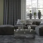 Trung në kristal akrilik transparent ose të tymosur dhe çelik modern - Dante Viadurini