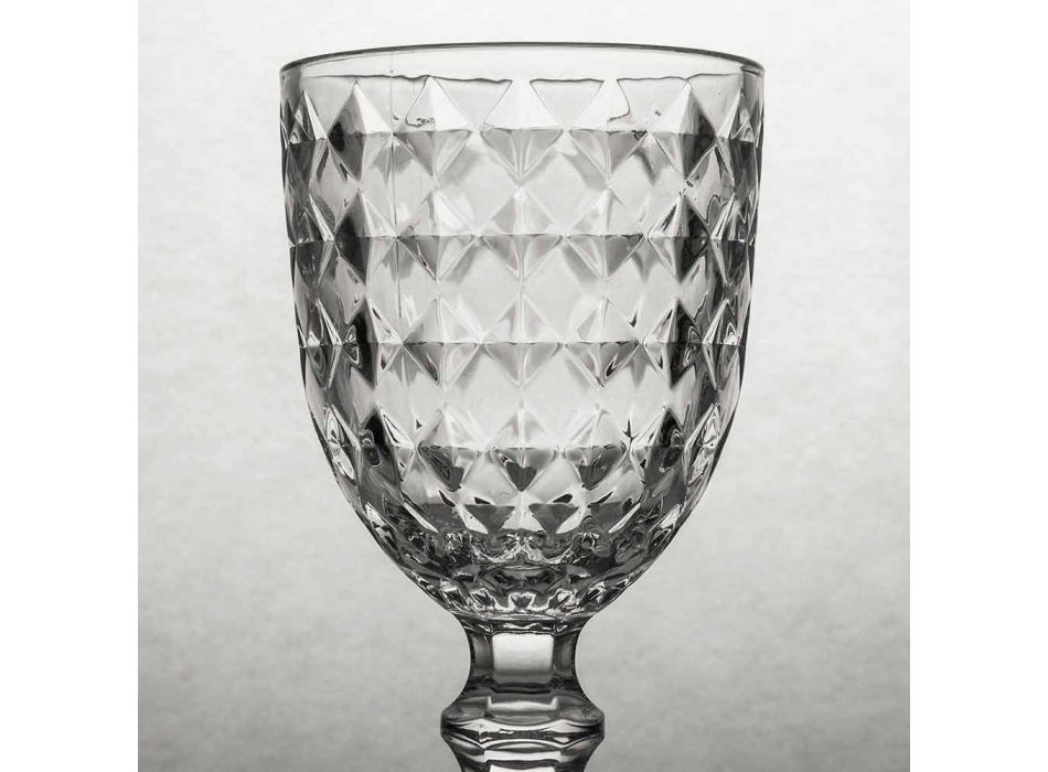 Kupë në gotë transparente me dekor lehtësues 12 copë - zemërime Viadurini