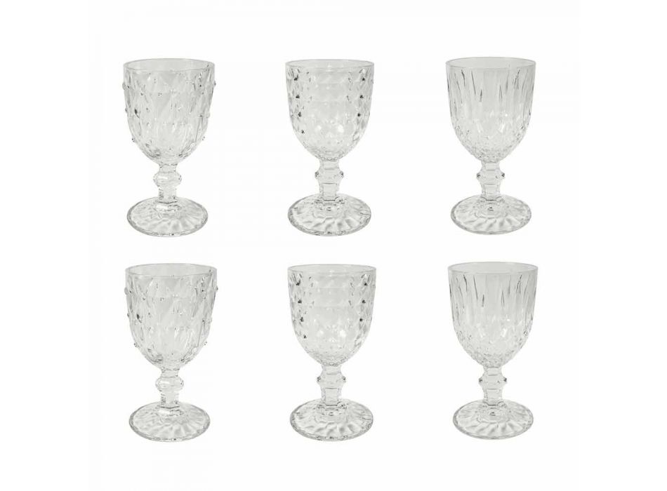Kupë në gotë transparente me dekor lehtësues 12 copë - zemërime Viadurini
