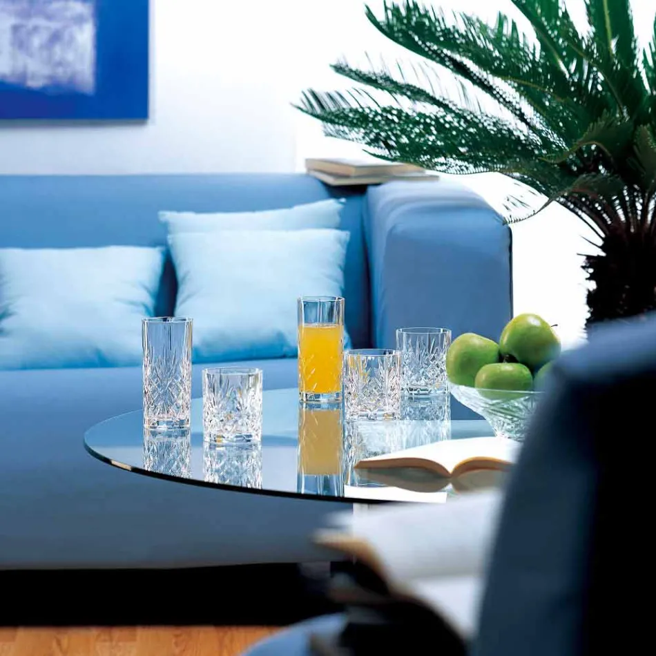 Dizajn i Dyfishtë i Modës së Vjetër Eco Crystal Glass 12 Copë - Kantabile Viadurini