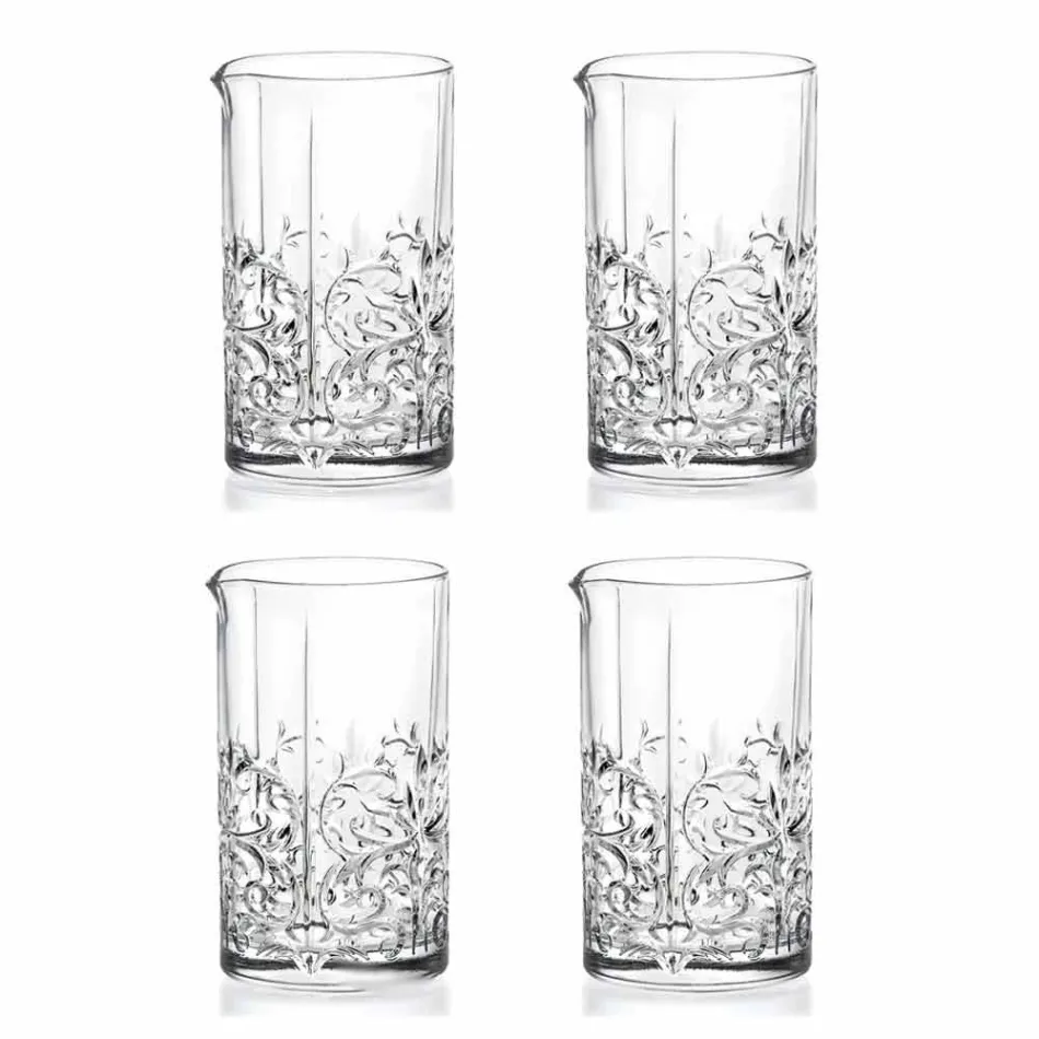 Përzierja e gotës me dizajnin luksoz të dekorimit të çuditshëm 4 copë - Destino Viadurini