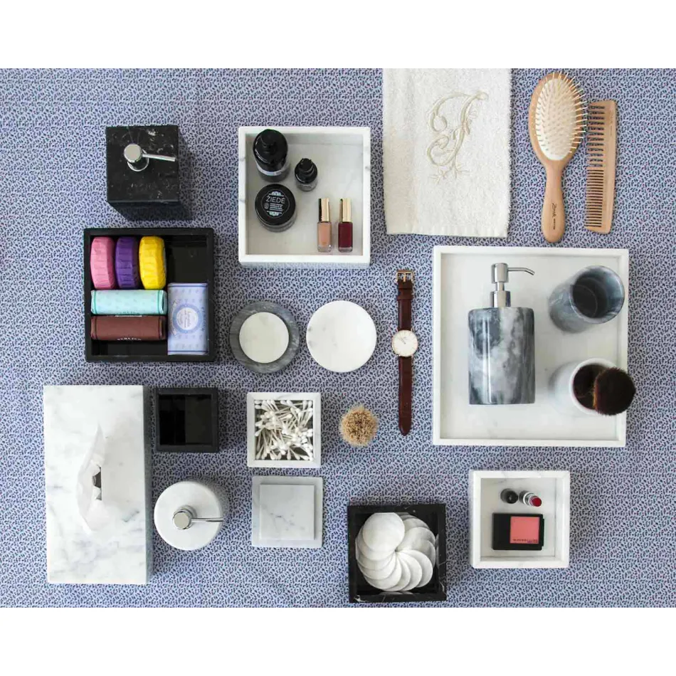 Mbajtëse e furçave të dhëmbëve qelqi në Paonazzo mermeri të bërë në Itali - Limba Viadurini