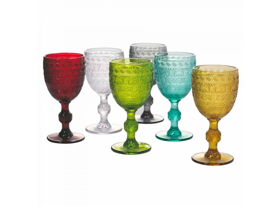 Gota me gota uji ose vere në gotë me ngjyra dhe zbukurime të stampuara - Popullore Viadurini