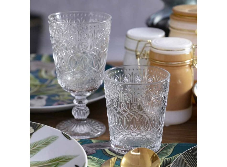 Gota vere qelqi të dekoruara transparente 12 kupat e dizajnit - marokobike Viadurini