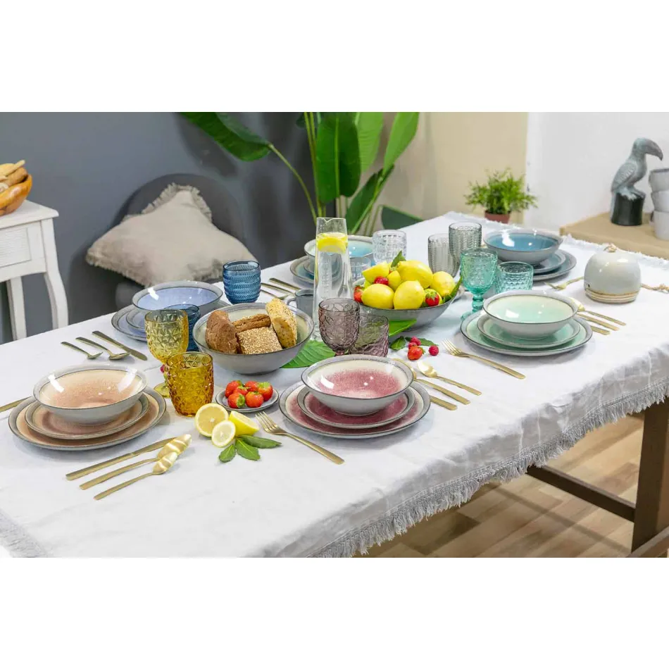 Syzet e dekoruara me xham moderne që shërbejnë ujë 12 copë - përzierje Viadurini