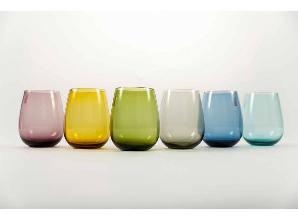 Tumblers qelqi me ngjyra për shërbimin modern të ujit prej 6 copash - Aperi Viadurini