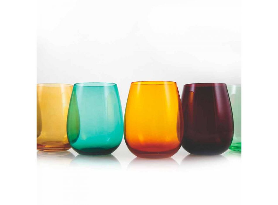 Tumblers qelqi me ngjyra për shërbimin modern të ujit prej 6 copash - Aperi Viadurini