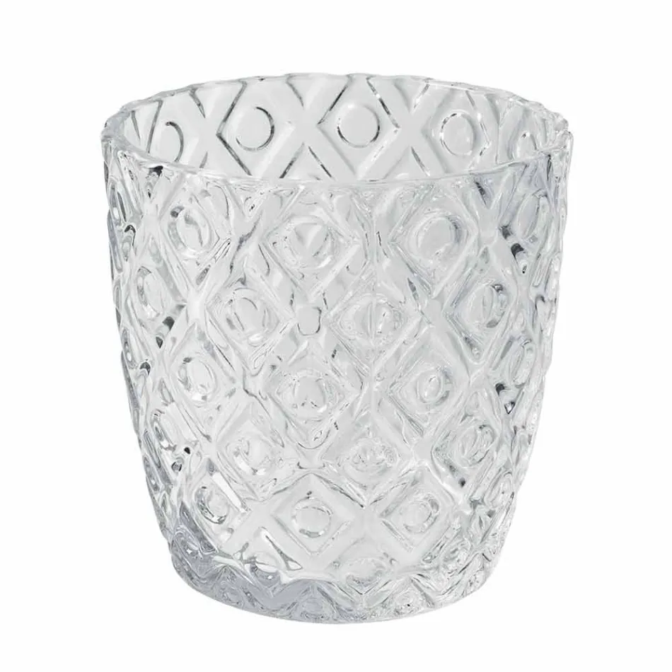 Gota qelqi të dekoruara transparente, shërbim modern uji 12 copë - përzierje Viadurini