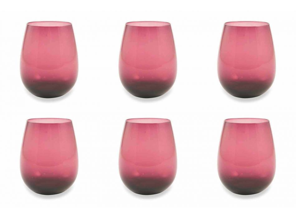 Shërbimi i gotave moderne dhe me ngjyra të xhamave me ujë prej 6 copash - Aperi Viadurini