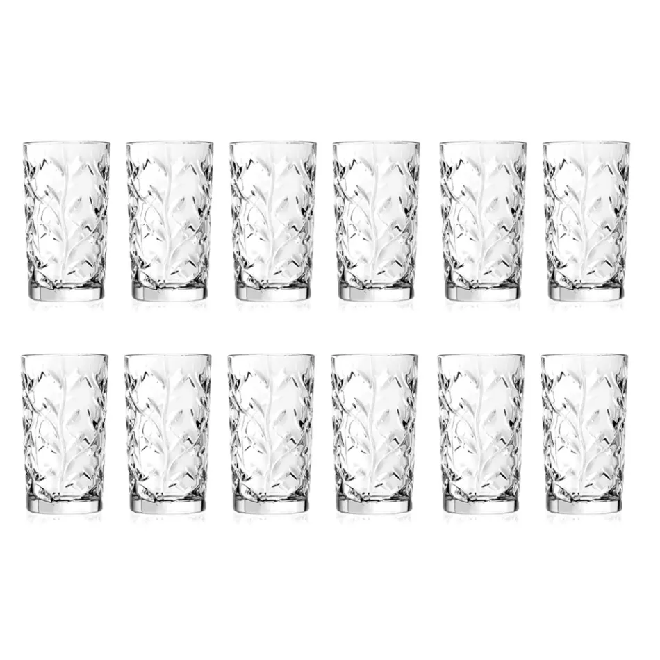 Syze Tumbler të Gjata në Dekorim të Eco Crystal Leaf 12 PC - Magnolio Viadurini