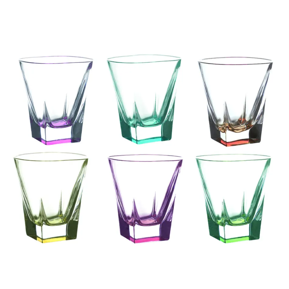 Tumbler Low Drink Syzet në Eco Colored Crystal 12 copë - Amalgam Viadurini