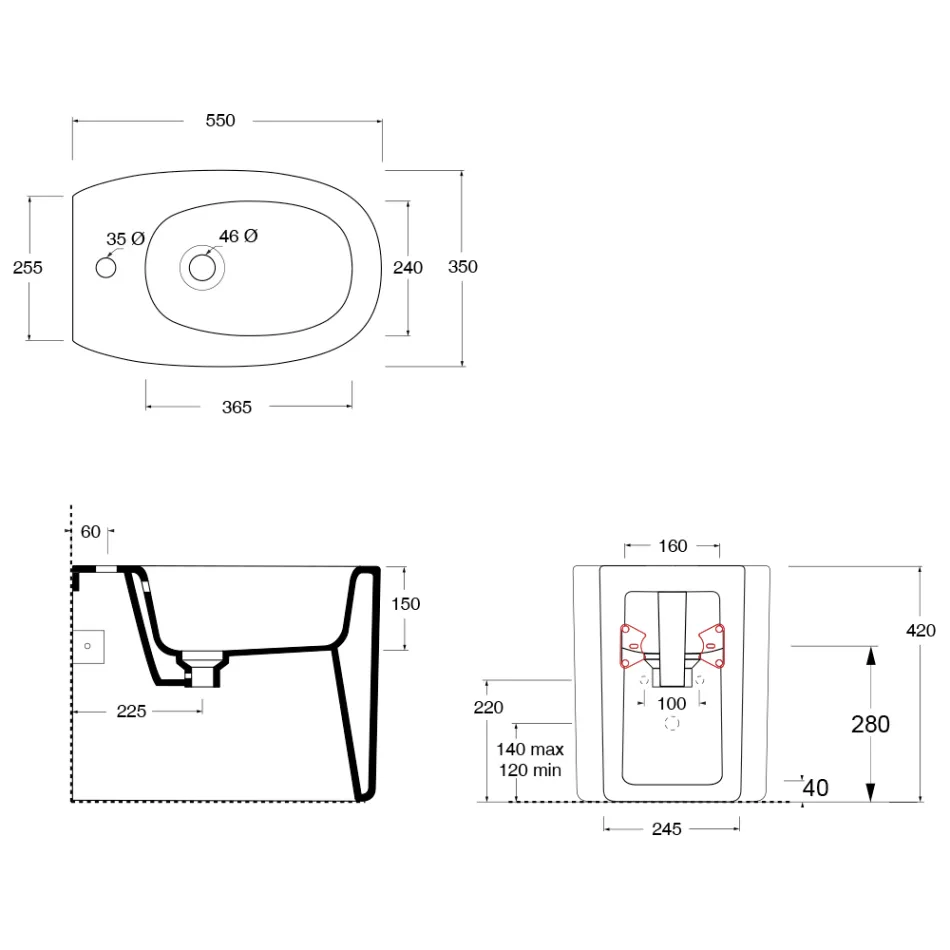 Bide qeramike e montuar në dysheme me ngjyra të ndryshme, e prodhuar në Itali - Girl Viadurini