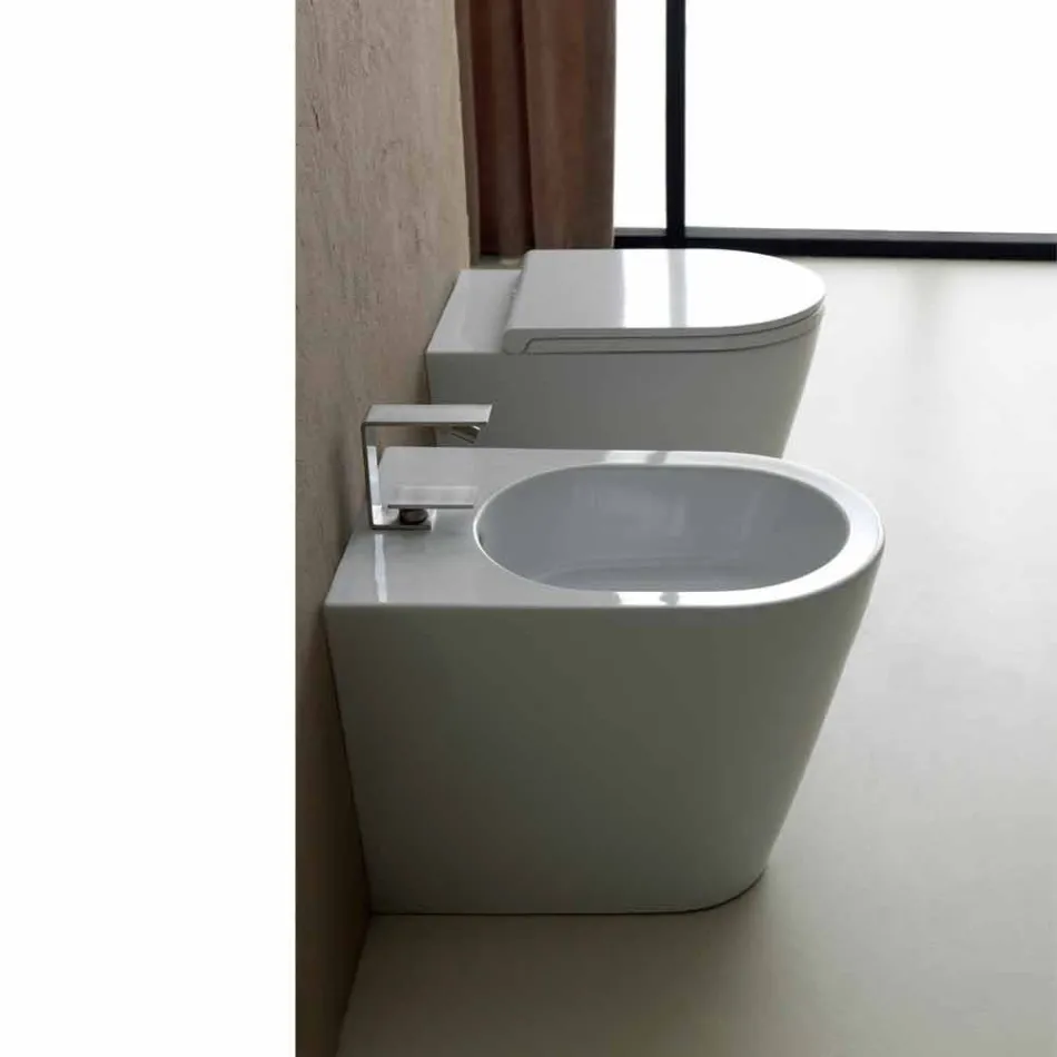 Bidet qeramik 57x37cm dizajn modern Sun, i bërë në Itali Viadurini