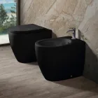 Bide Aster i montuar në dysheme në qeramikë mat në dy ngjyra dhe dizajn modern Viadurini