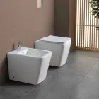 Bide me një vrimë të vetme për montim në dysheme, qeramikë e bardhë me një dizajn elegant modern - Giunco Viadurini