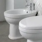 Bide me një vrimë të vetme për montim në dysheme, qeramikë e bardhë me një dizajn elegant modern - Silica Viadurini