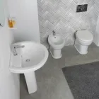 Bide me një vrimë të vetme për montim në dysheme, qeramikë e bardhë me një dizajn elegant modern - Silica Viadurini