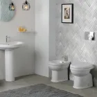 Bide me një vrimë të vetme për montim në dysheme, qeramikë e bardhë me një dizajn elegant modern - Silica Viadurini