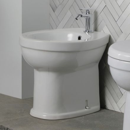 Bide me një vrimë të vetme për montim në dysheme, qeramikë e bardhë me një dizajn elegant modern - Silica Viadurini