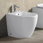 Bide Aster me një vrimë të vetme, e montuar në dysheme, prej qeramike të bardhë të qëndrueshme me një dizajn modern Viadurini
