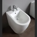 Bide me një vrimë të vetme me kullues të zhvendosur në qeramikë me dizajn modern - Oleandro  Viadurini