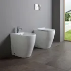 Bide me një vrimë të vetme me kullues të zhvendosur në qeramikë me dizajn modern - Oleandro  Viadurini