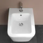 Bide i varur në mur me një vrimë të vetme, prej qeramike të bardhë, me një dizajn elegant modern - Giunco Viadurini
