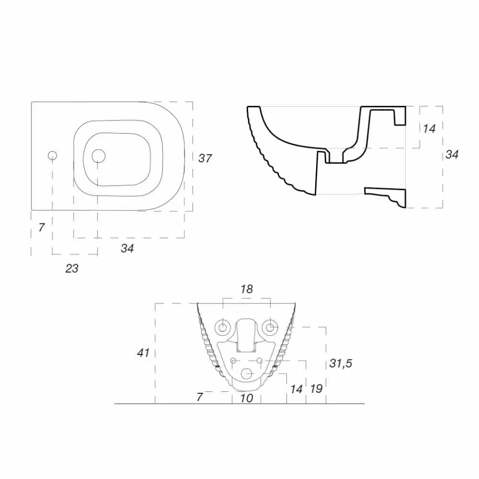 Bidet i pezulluar i Made in Italy Design në Trabia Qeramikë Viadurini