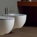 Mur i bardhë qeramik modern i varur bidet Star 50x35cm prodhuar në Itali