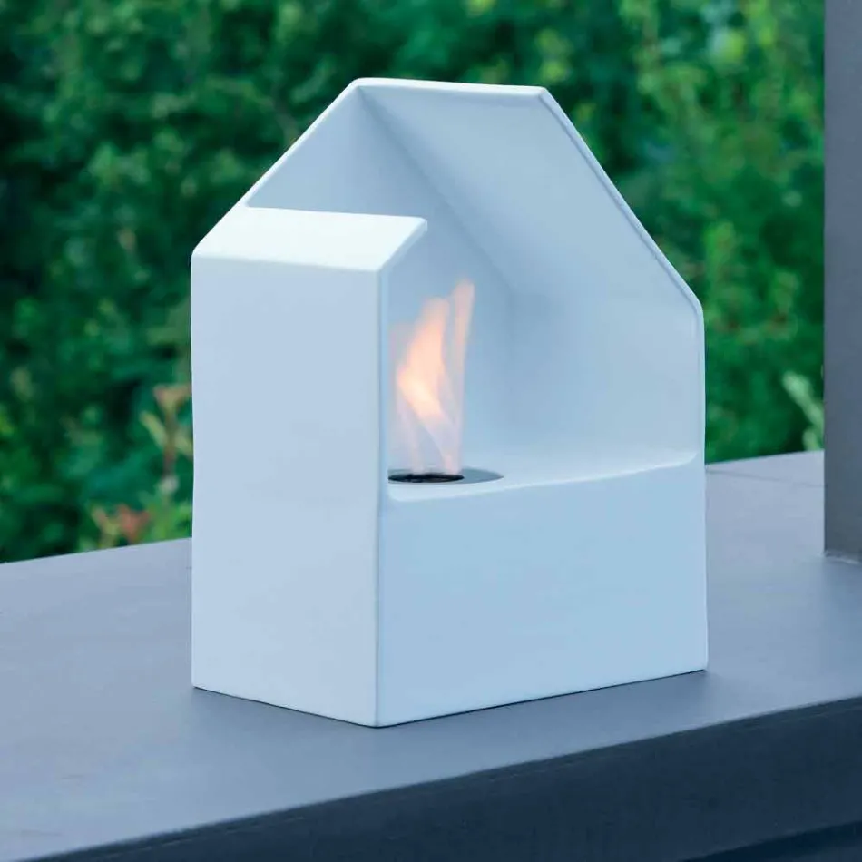 Zjarrit modern bioethanol tabletop i bërë nga çeliku dhe qeramika Curtis Viadurini